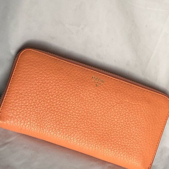 NEW ladies Fossil peach orange zip around wallet - Picture 6 of 7